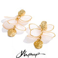 Nuvora Yhpup Resin Acrylic Flower Petal Drop Earrings — Nuvora