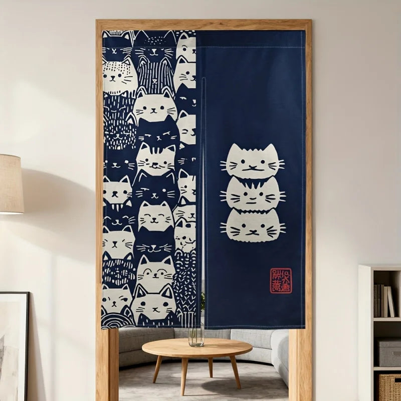 Vikama Cat Japanese Half Curtain — Swuffy
