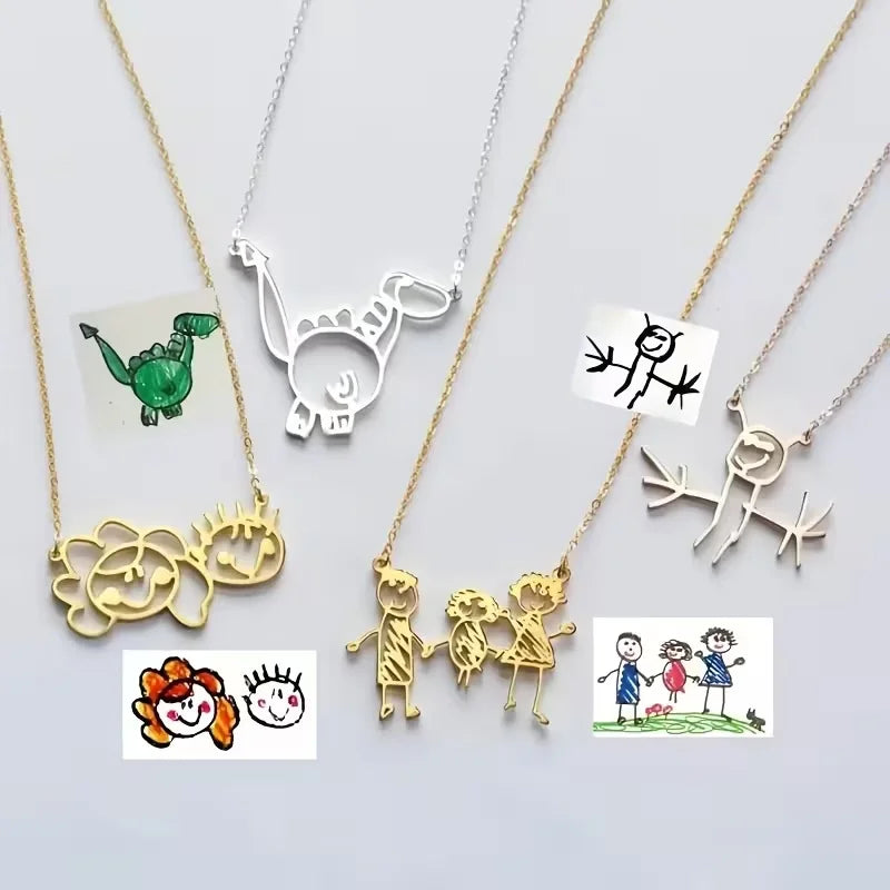Hours Custom Children Drawing Necklace — Swuffy
