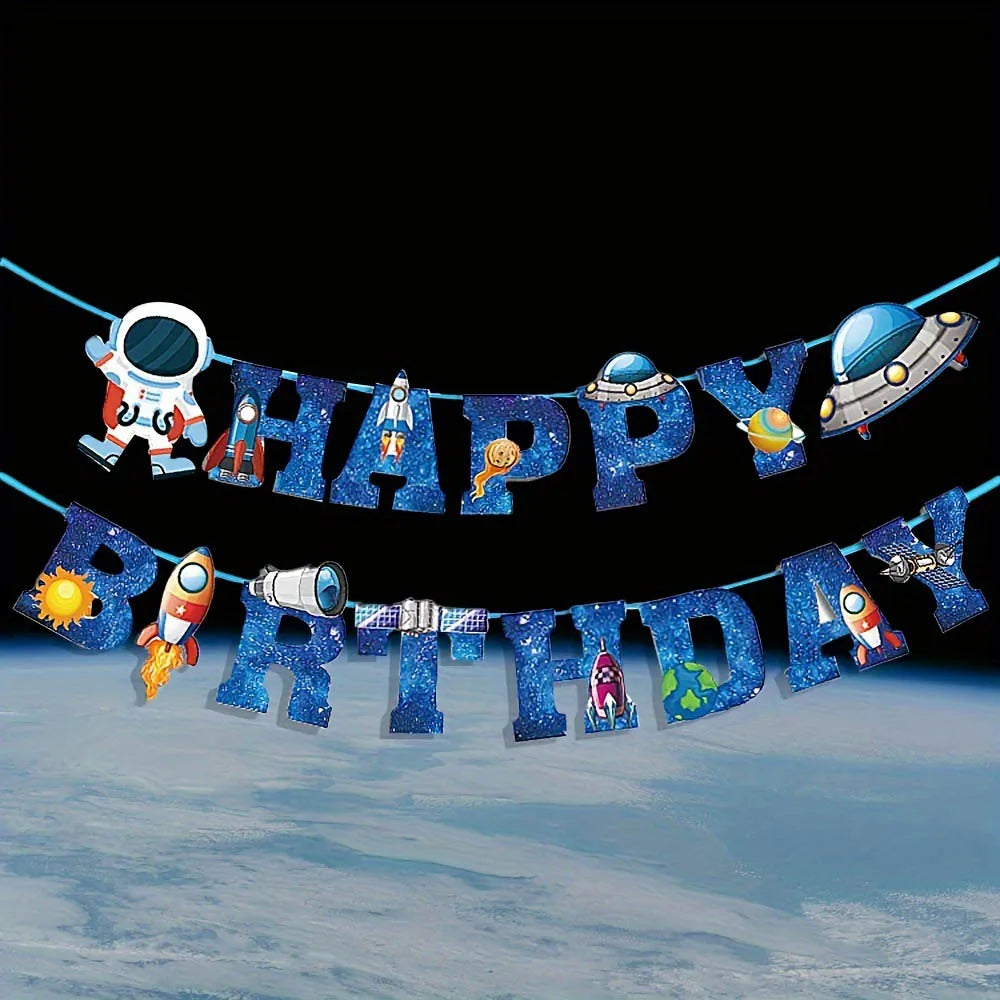Space Astronaut Happy Birthday Banner — Swuffy