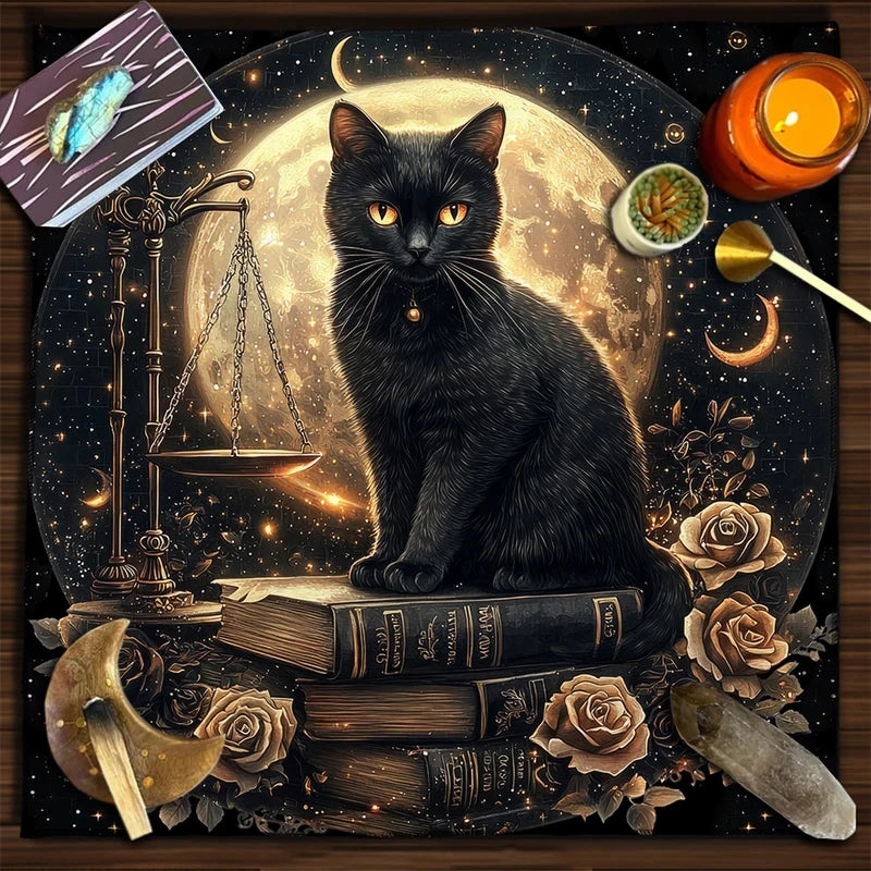 Esoteric Black Cat Tarot Tablecloth — Swuffy