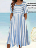 Striped Print Round Neck Short — Swuffy