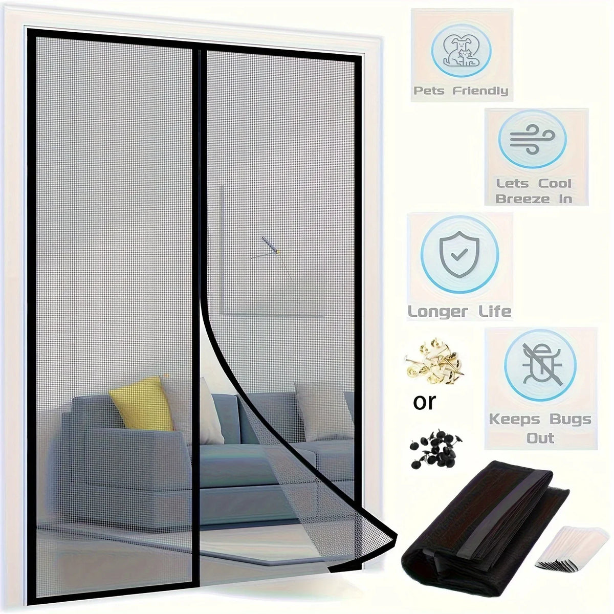 No Punching Magnetic Screen Door — Swuffy