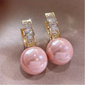 Pink Imitation Pearl Earrings Gold — Swuffy
