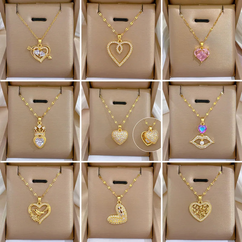 Full Zicron Shiny Heart Necklace — Swuffy