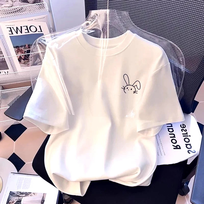 Rabbit Smiling Face Printed White — Swuffy