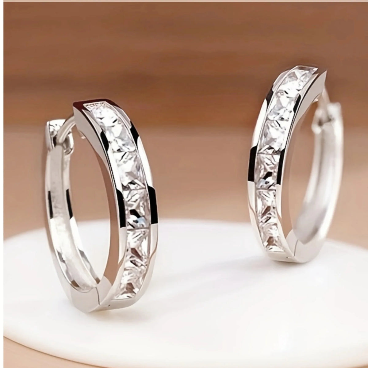 Sterling Silver Earrings Zircon Flower — Swuffy
