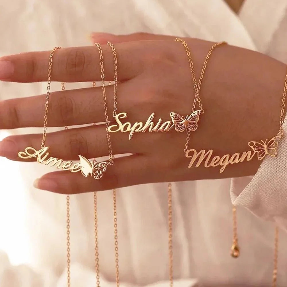 Custom Name Butterfly Necklace Letter — Swuffy