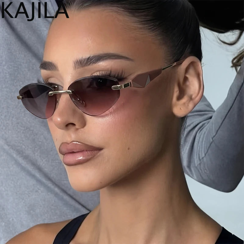 Trendy Rimless Cat Eye Sunglasses — Swuffy