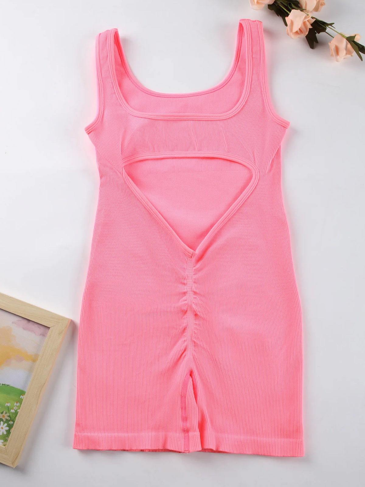 Solid Threaded Backless Yoga Suit — Swuffy