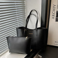 Black Leather Tote Bag Clutch — Swuffy