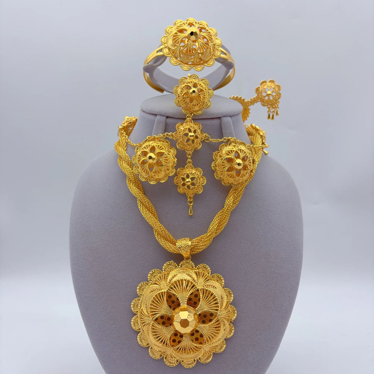 Nuvora Dubai Ethiopian Twisted Necklace Sets Women Wedding — Nuvora