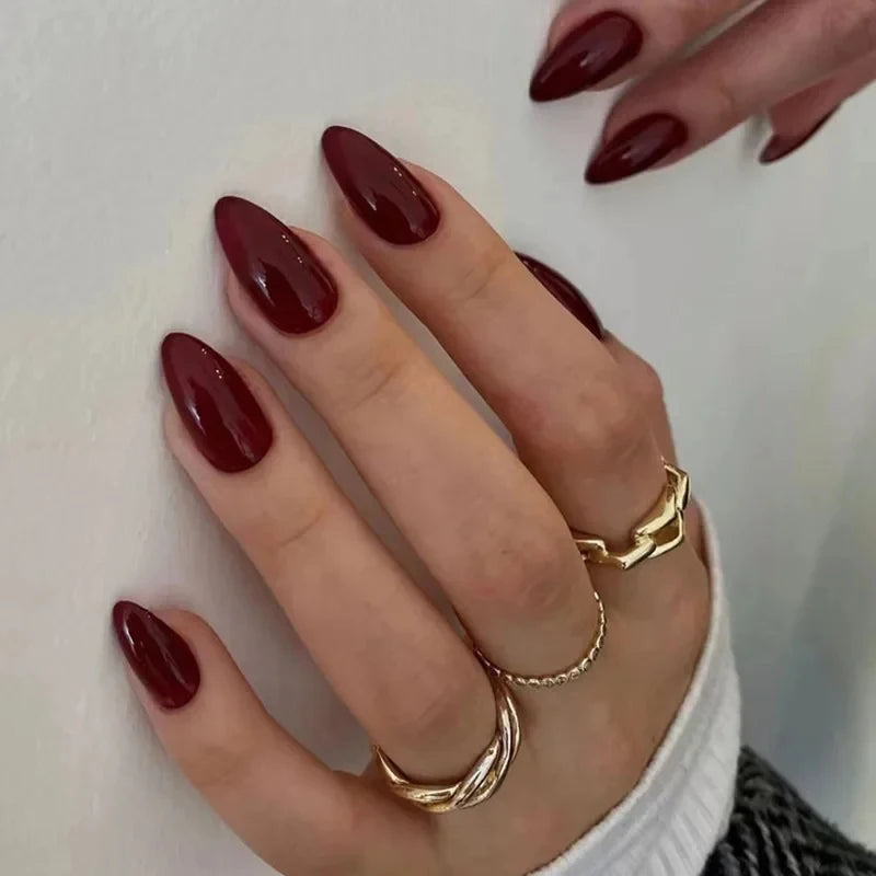 Simple Wine Red Fake Nail — Swuffy
