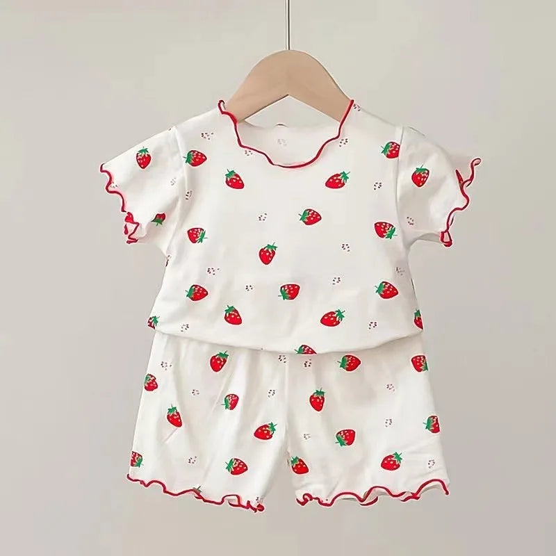 Nuvora Baby Girl Strawberry Pajamas Set Summer Short — Nuvora