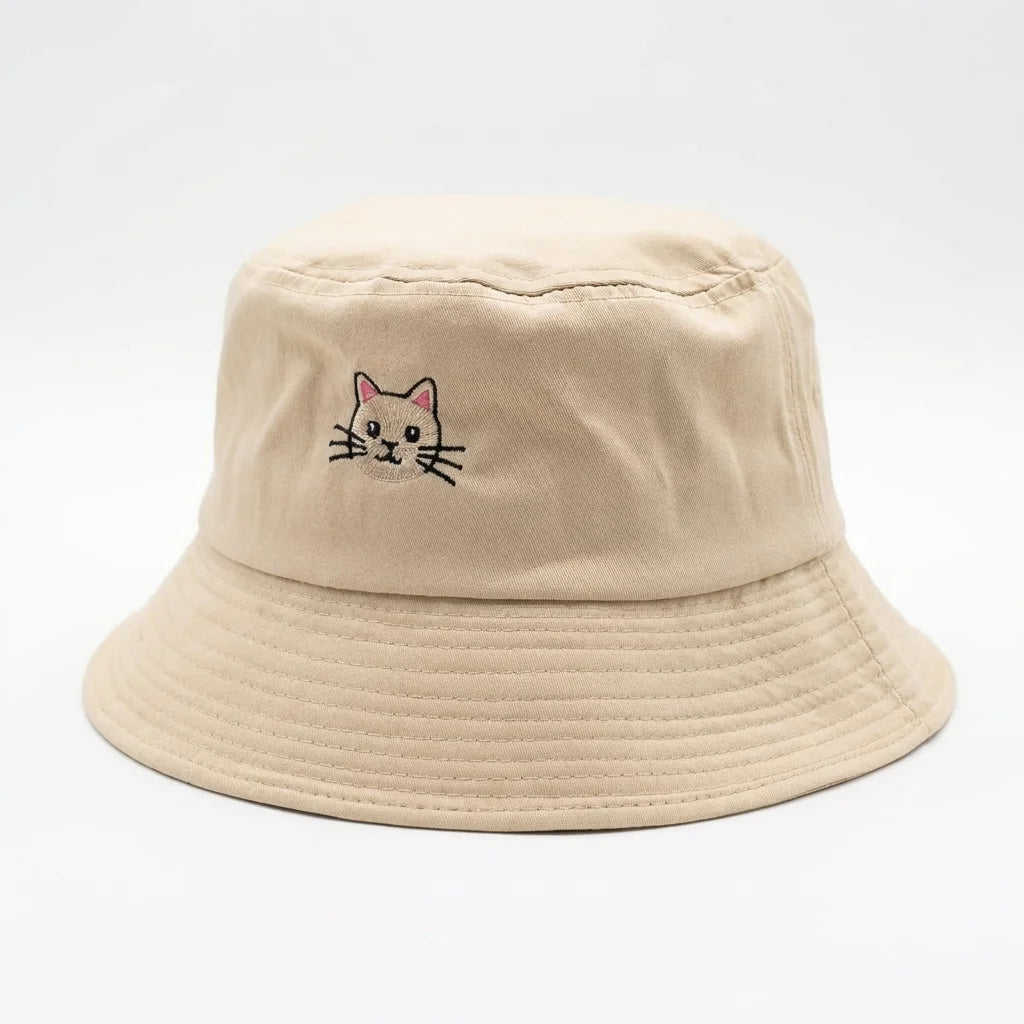 Cat Embroidery Fisherman Hat Simple — Swuffy