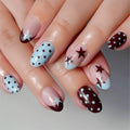 Blue Brown False Nails Star — Swuffy
