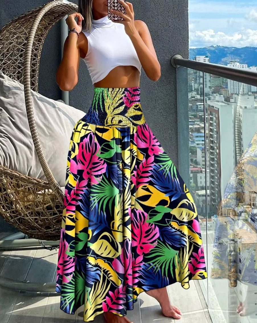 Waist Elastic Waistband Long Skirt — Swuffy