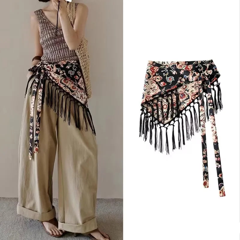 Floral Print Triangle Scarf Waist — Swuffy