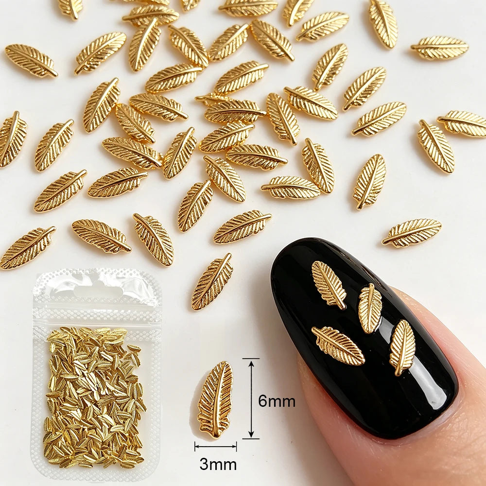 Mm Golden Feather Nail Charms — Swuffy