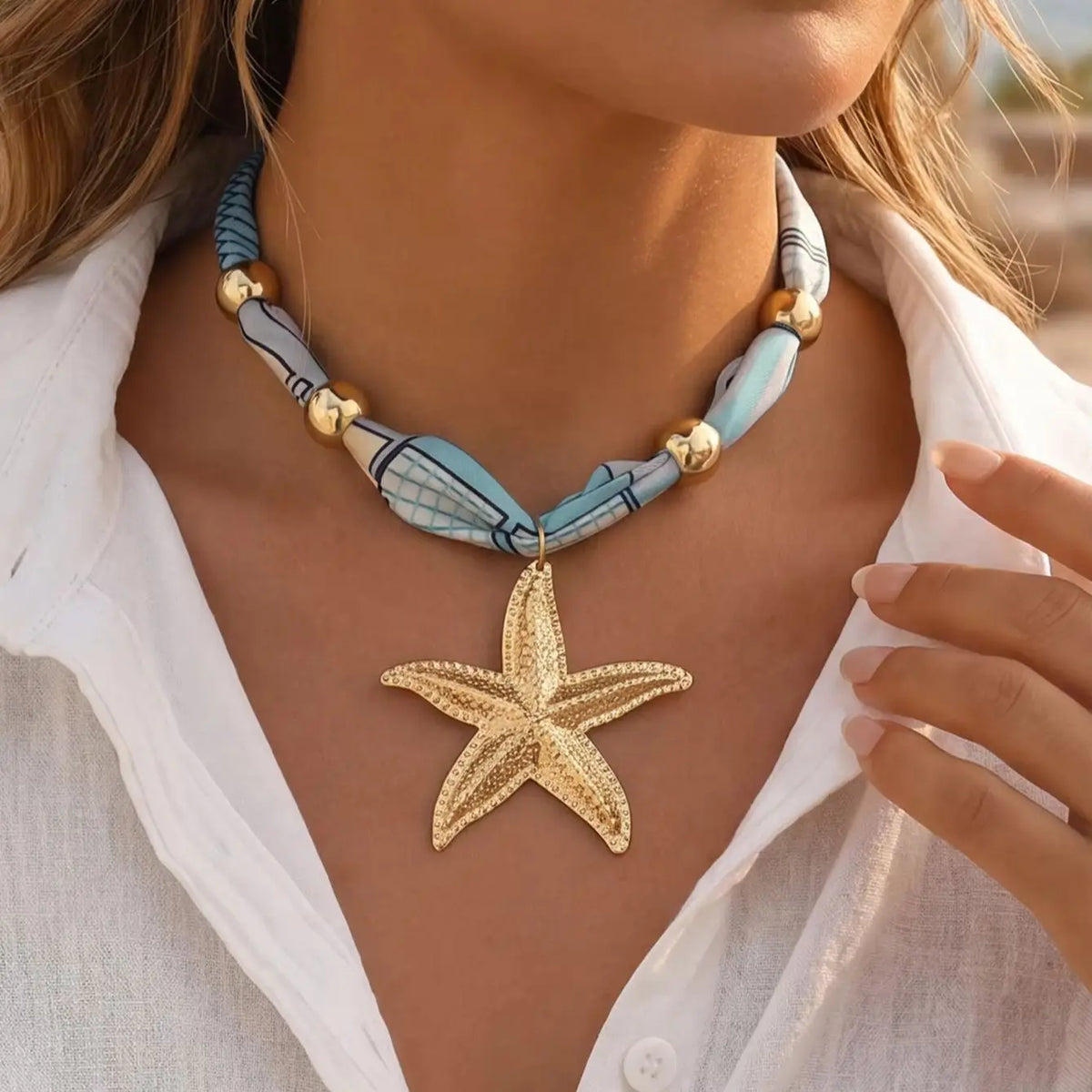 Starfish Pendant Scarf Choker Necklace — Swuffy