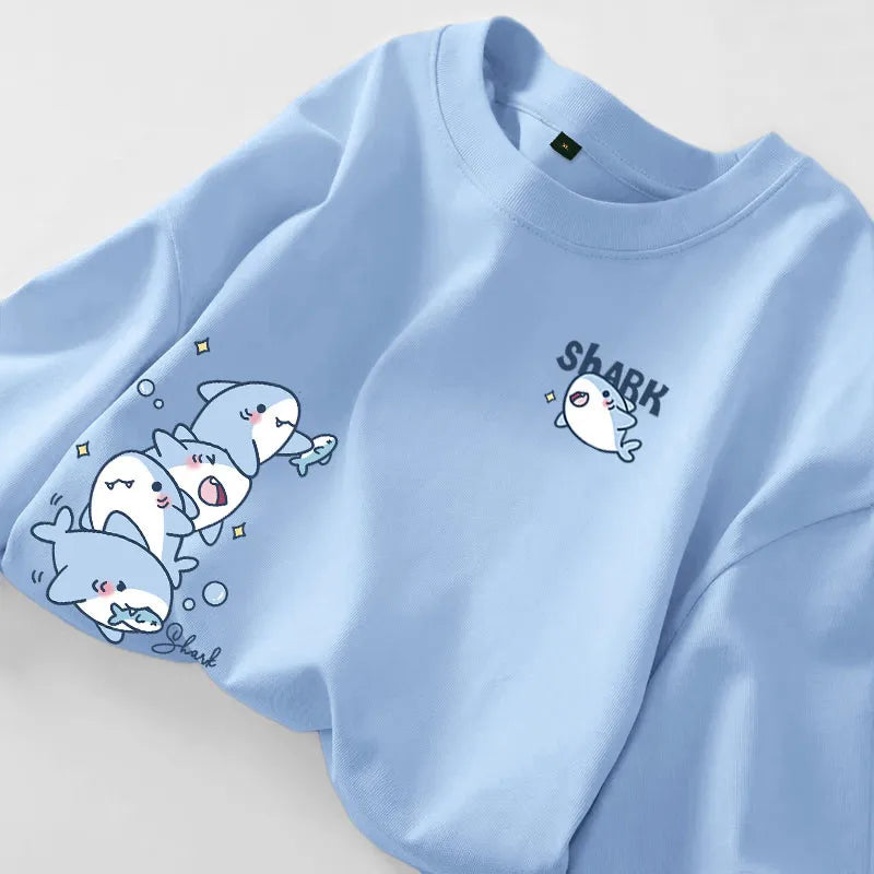 Cartoon Shark Print Simple Casual — Swuffy