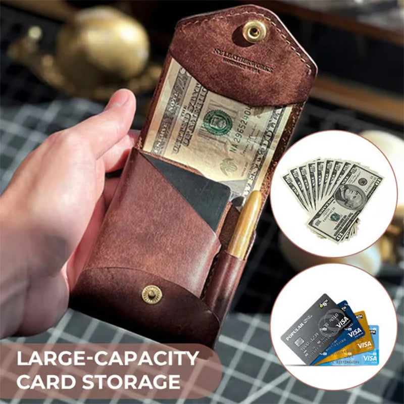 Compact Wallet Handmade Leather Card — Swuffy