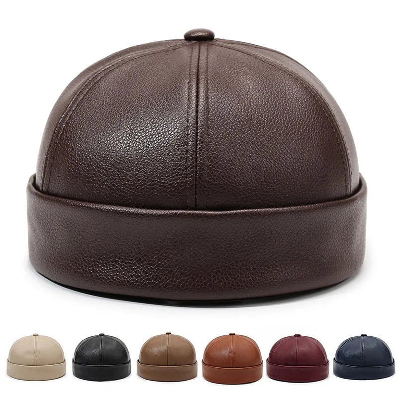 Casual Retro Brimless Hat PU — Swuffy