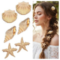 Nuvora Golden Seashell Starfish Hair Clips Metal Beach — Nuvora