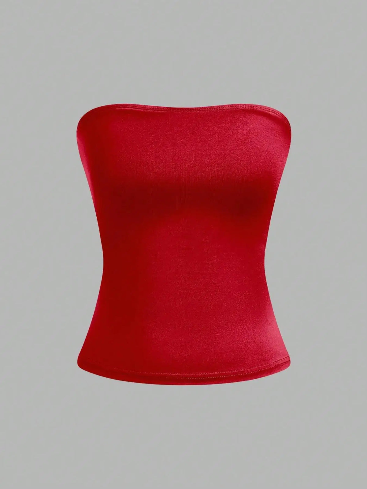 Red Solid Strapless Bandeau Top — Swuffy