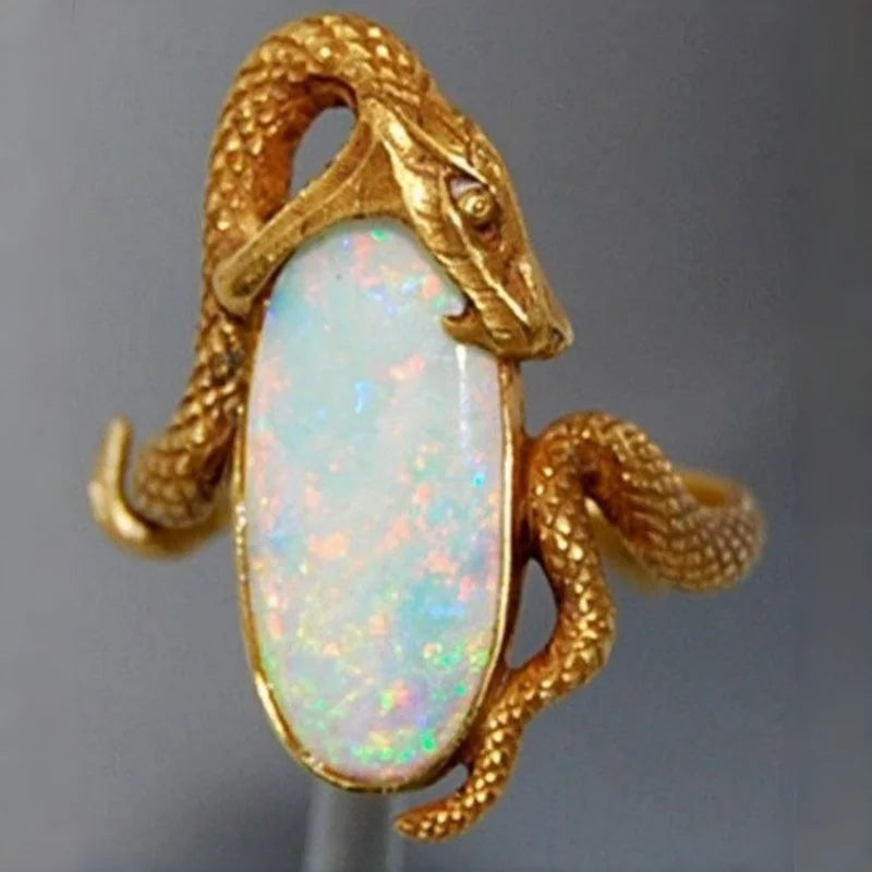 Vintage Inlaid Imitation Opal Snake — Swuffy