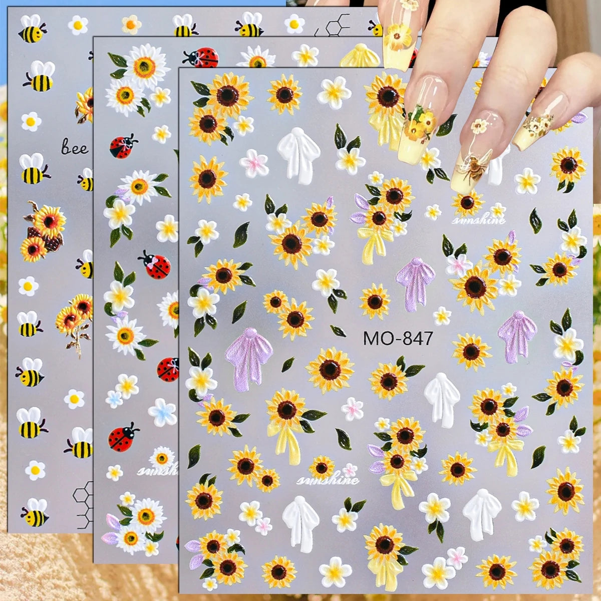 Sheets Sunflower Daisy Nail Stickers — Swuffy