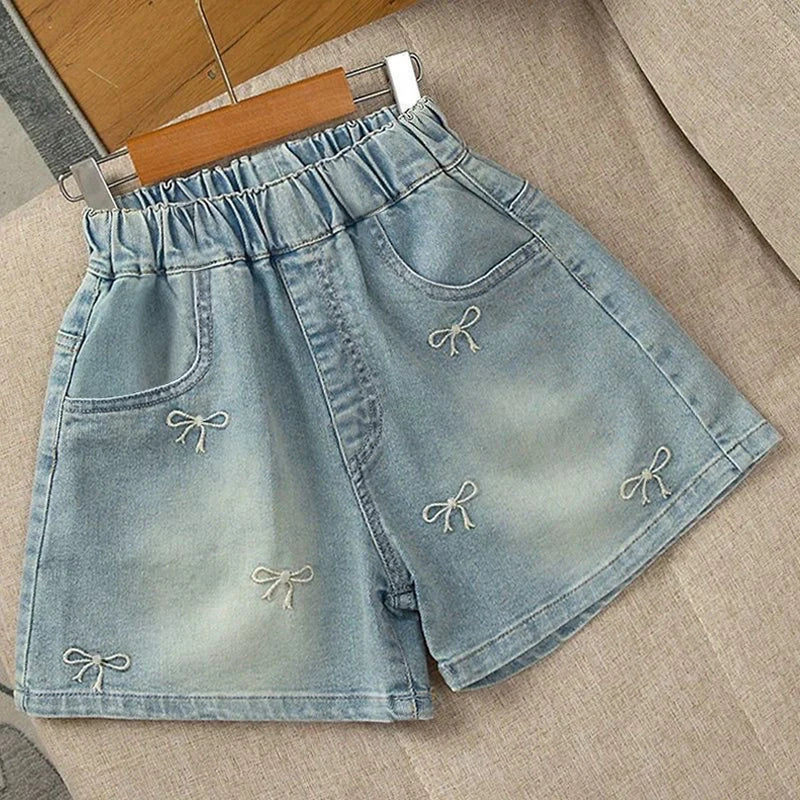 Nuvora Summer Teens Girls Shorts Jeans Bow Decoration — Nuvora