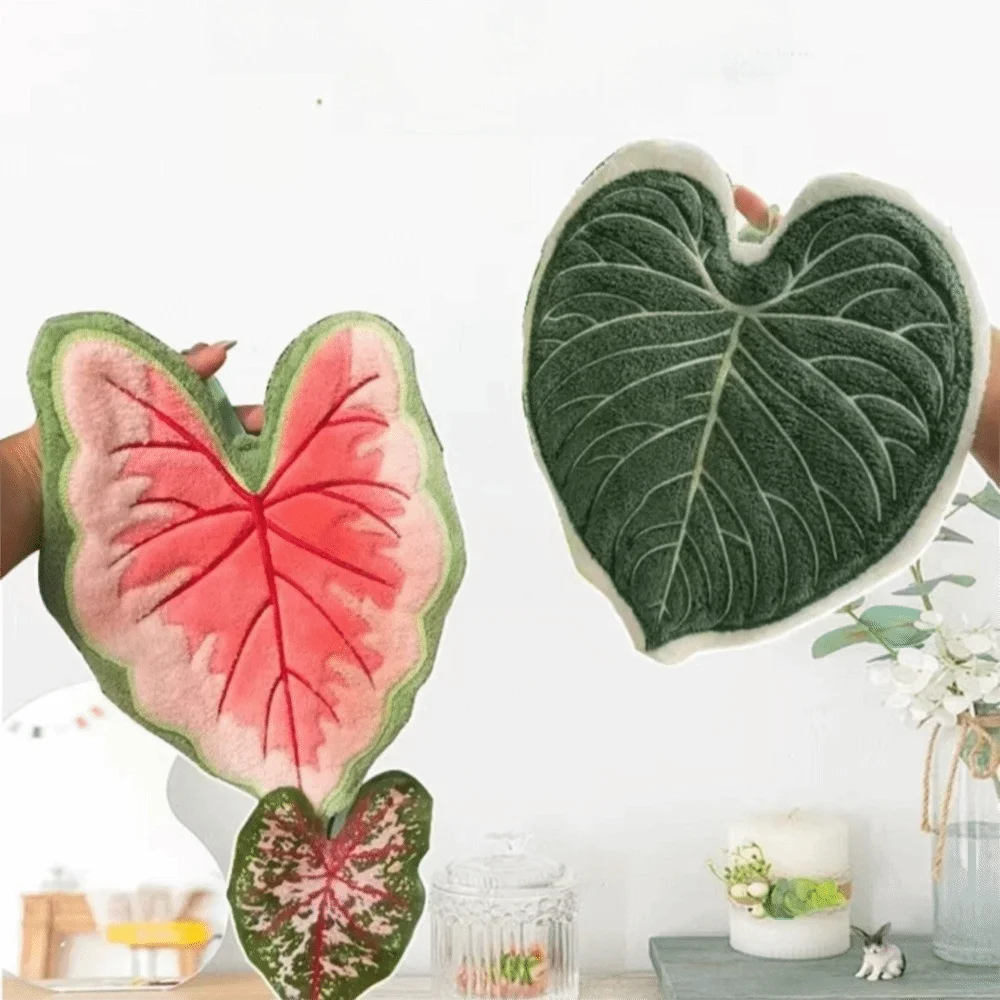 Cartoon Leaf Hand Towel Coral — Swuffy