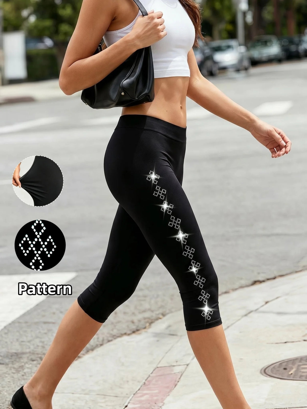 Midsummer Clover Rhinestone Waist Capri — Swuffy