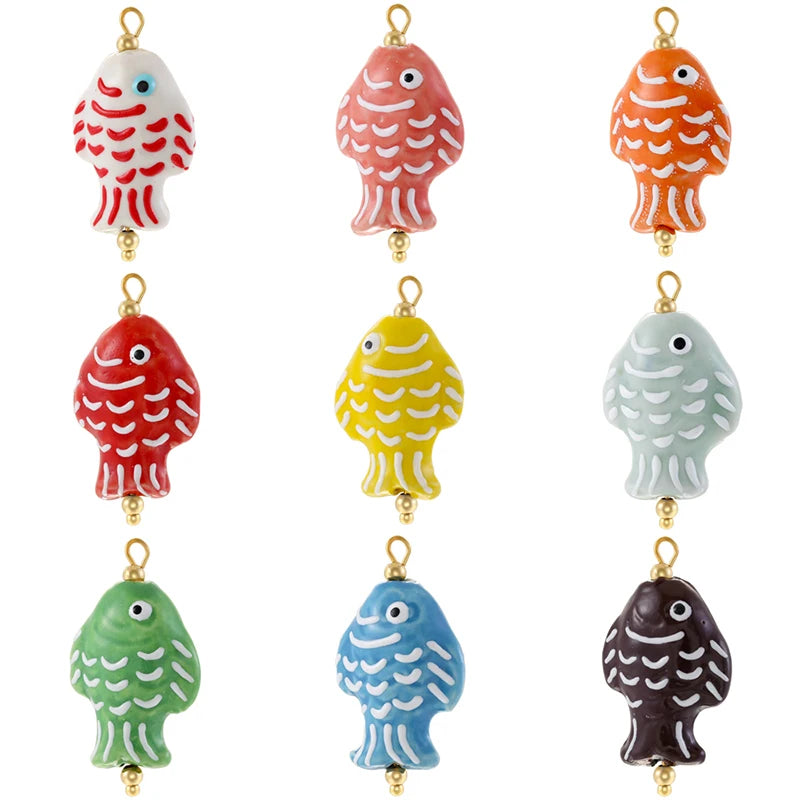 Hand Painted Ceramic Fish Charms — Swuffy