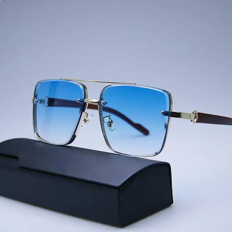 Retro Square Metal Sunglasses Oversized — Swuffy