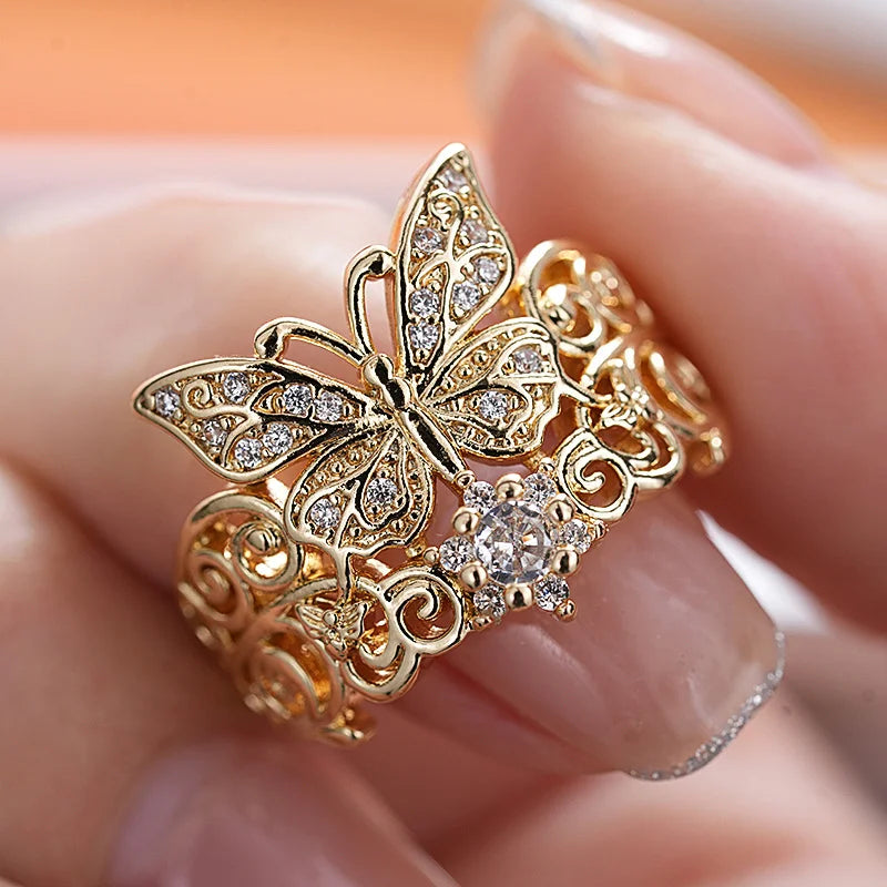 Butterfly Design Ring Gold Lady — Swuffy