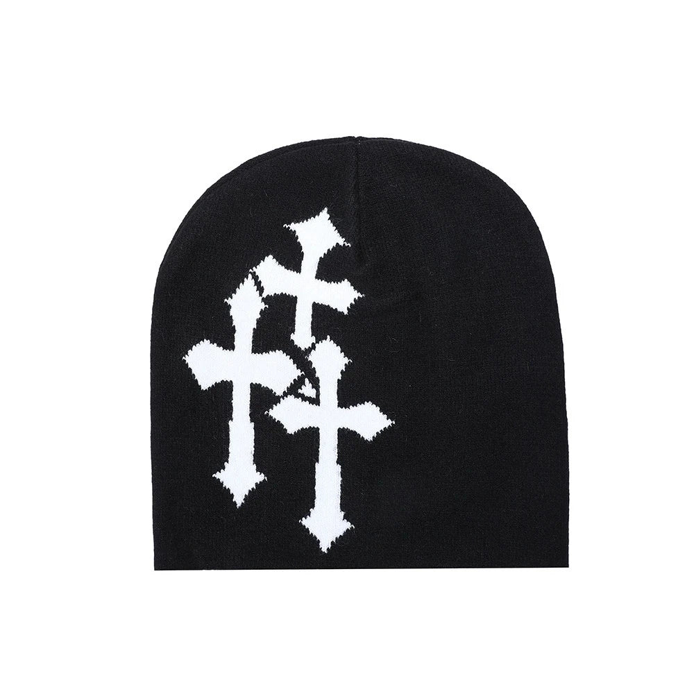 Trendy Crucifix Jacquard Knitted Beanie — Swuffy
