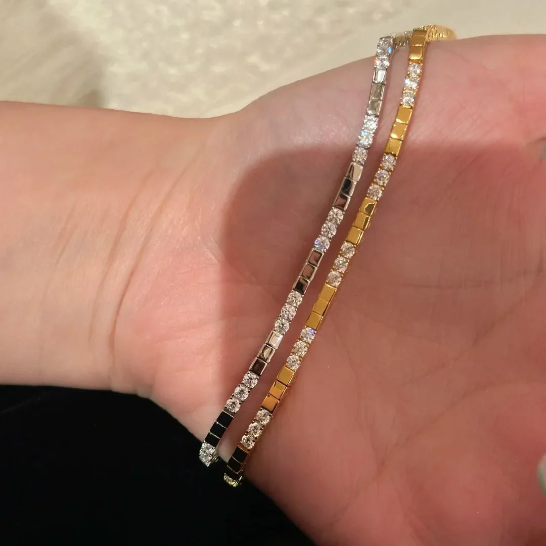 Nuvora Fresh Diamond Studded Small Square Glossy Bracelets — Nuvora