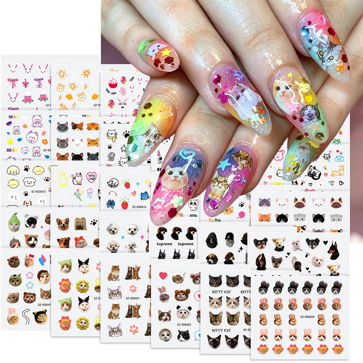 Cats Dogs Nail Art Stickers — Swuffy