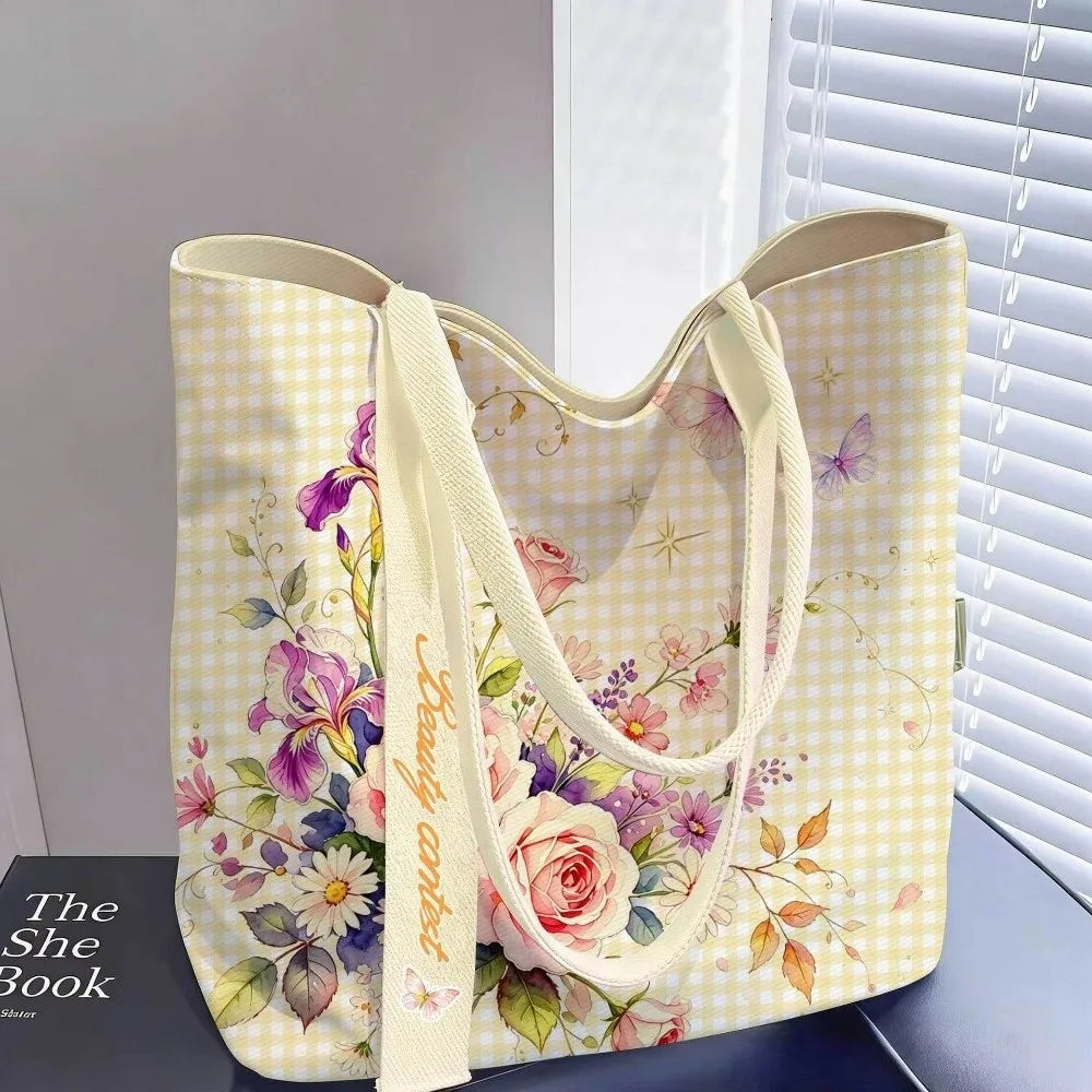 Casual Floral Canvas Tote Bag — Swuffy