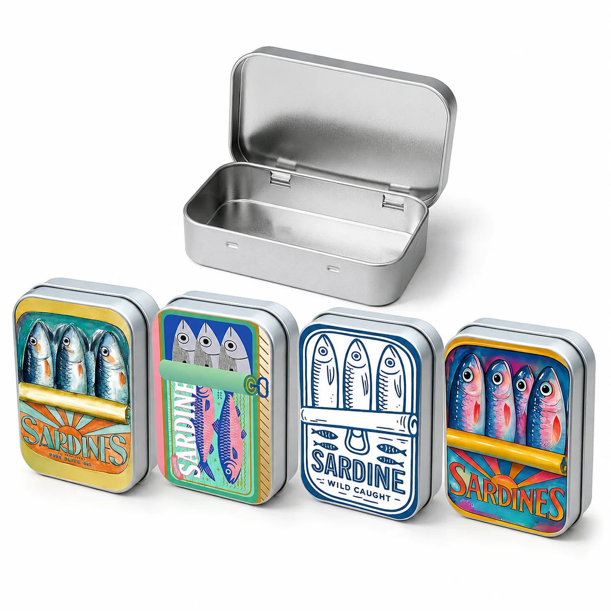 Retro Sardine Print Metal Storage — Swuffy