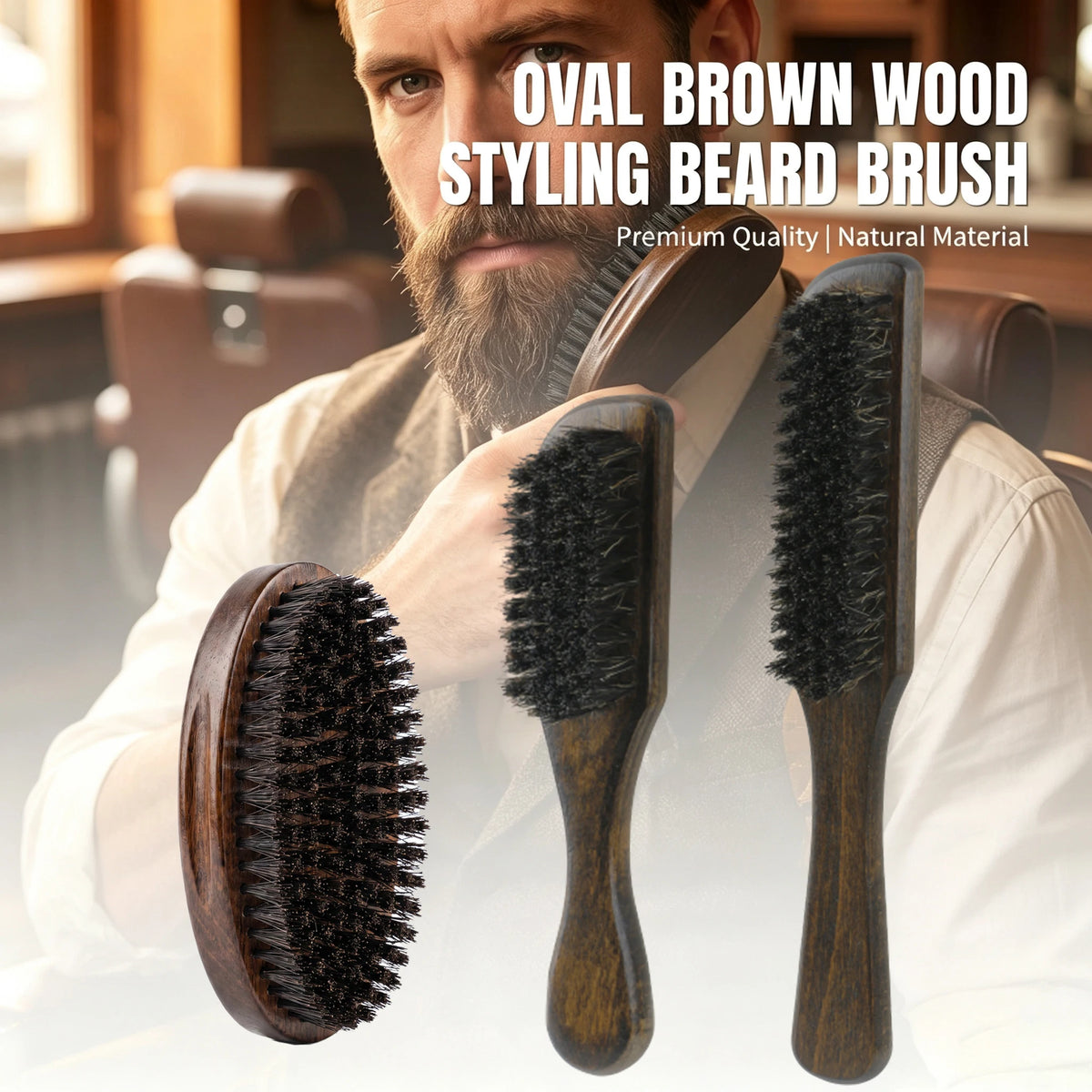 Wood Beard Brush Natural Boar — Swuffy