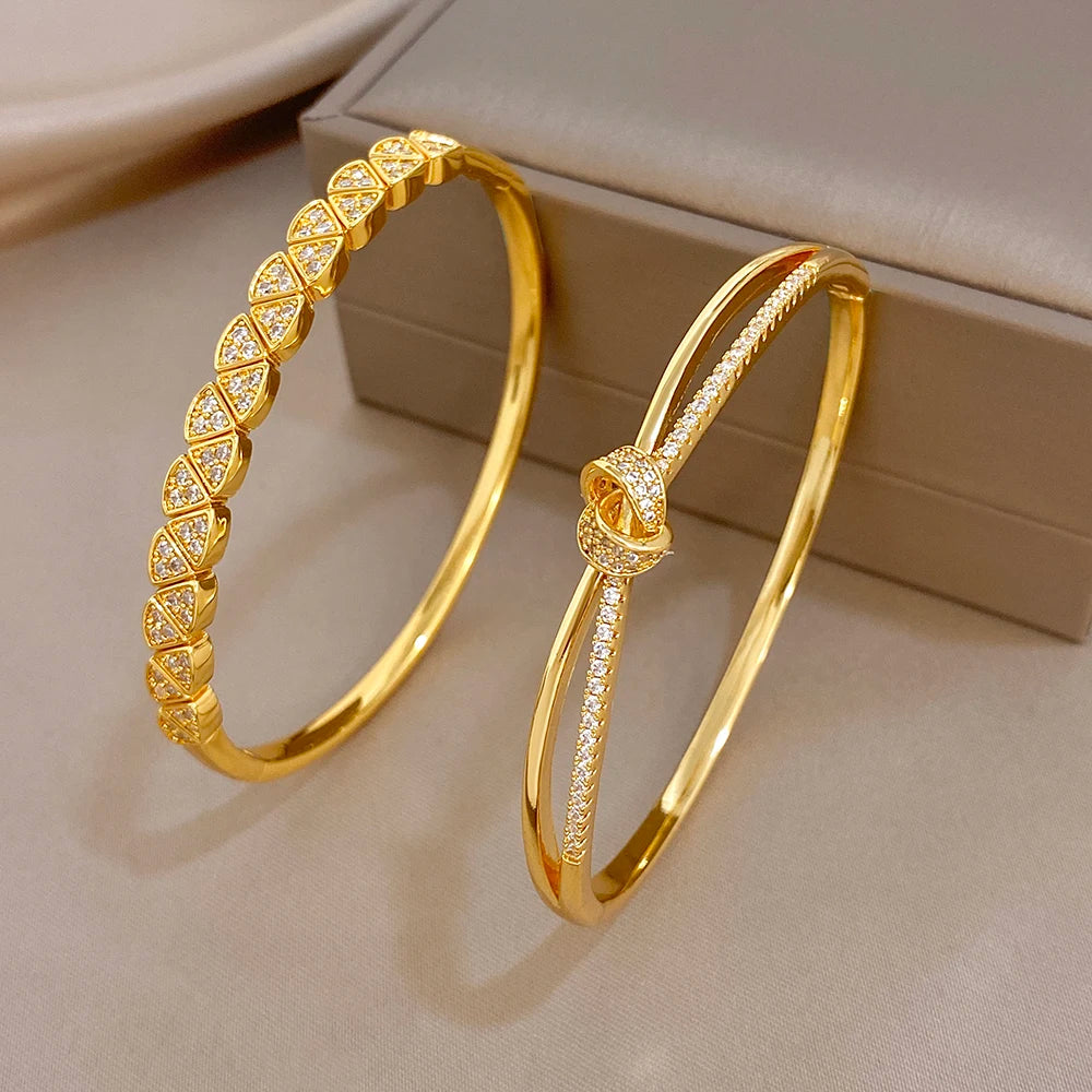 Stackable Gold Plated Bangle Bracelet — Swuffy