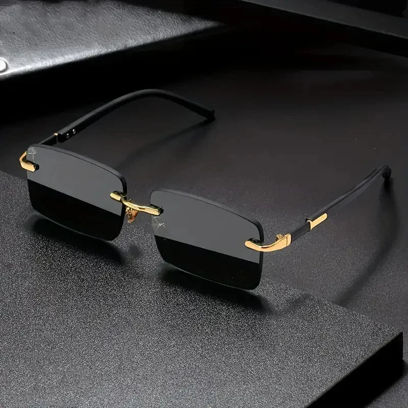 Rimless Sunglasses Rectangle Popular Shades — Swuffy