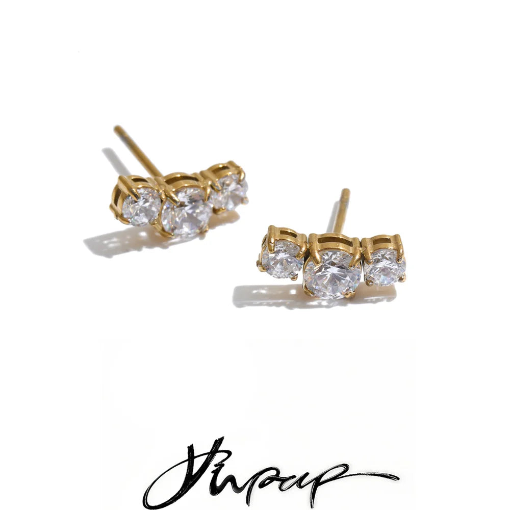 Cubic Zirconia Dainty Stud Earrings — Swuffy