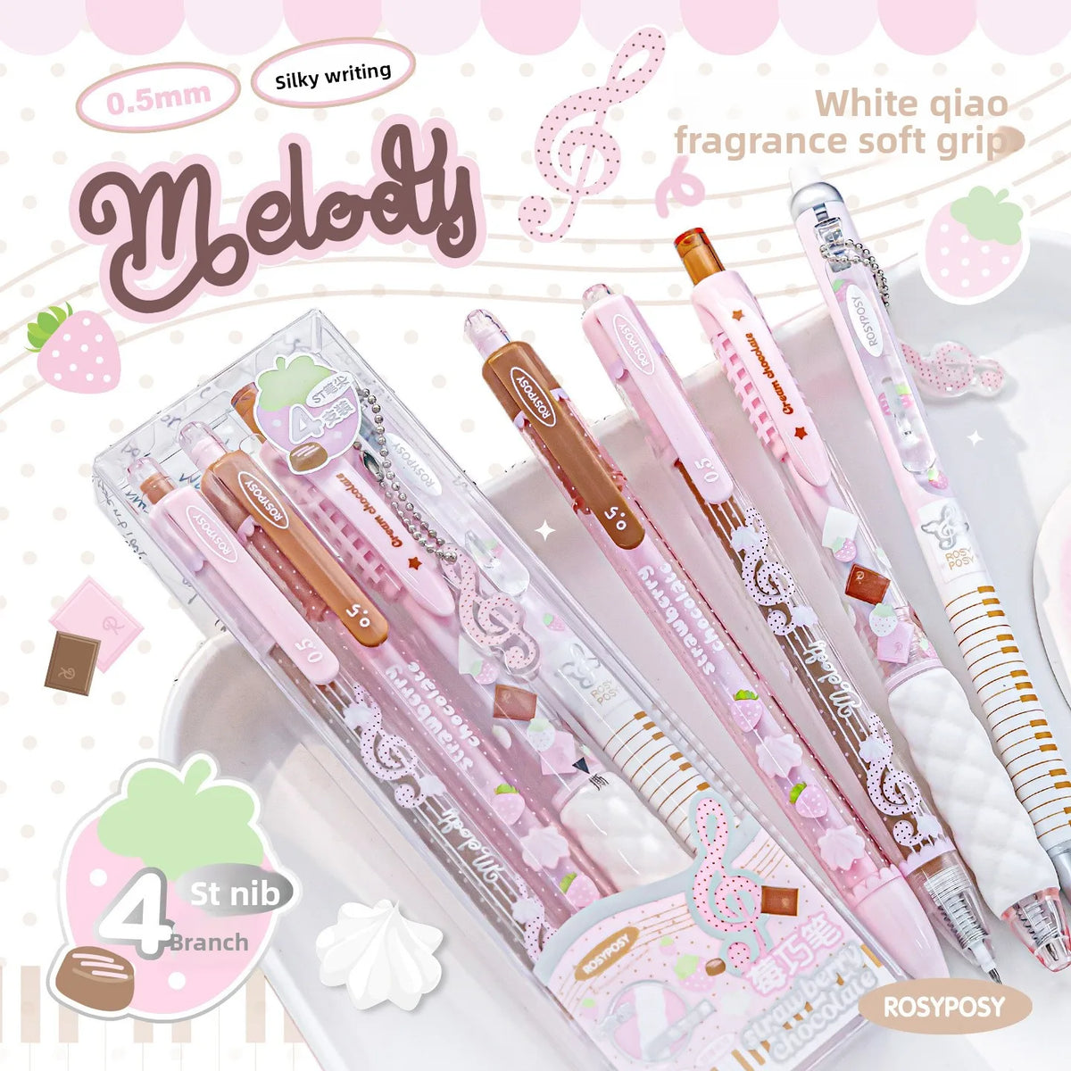 Strawberry Chocolate Ballpoint Pen Student — Swuffy