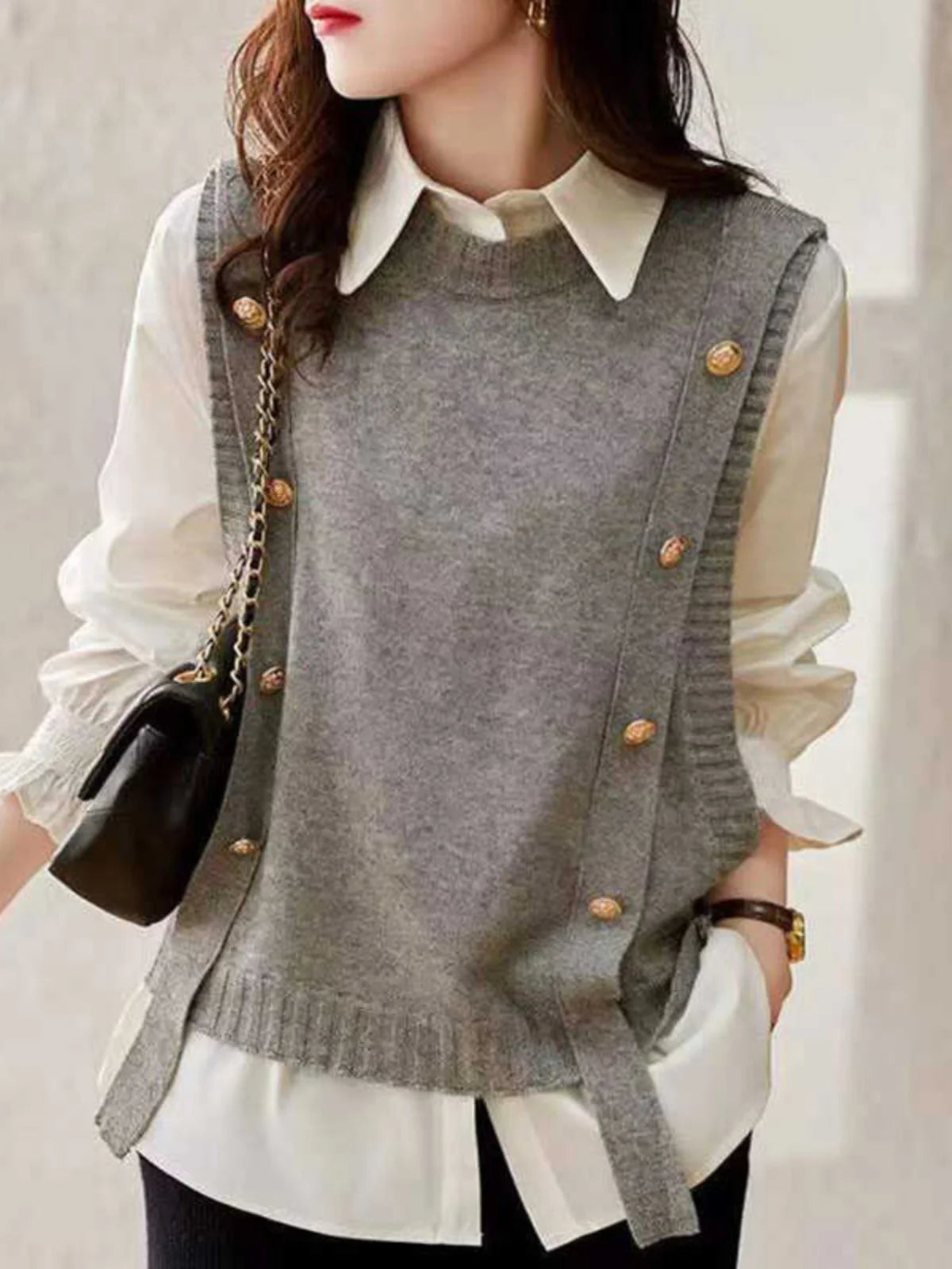 Fashionable Shirt Vest Spring Black — Swuffy