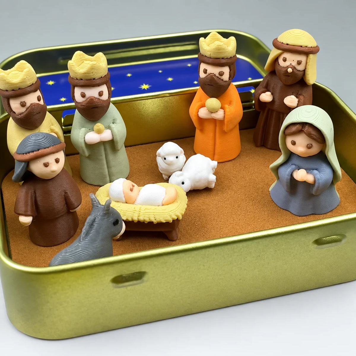 Nuvora Tin Box Nativity Set Portable Mini Christmas — Nuvora