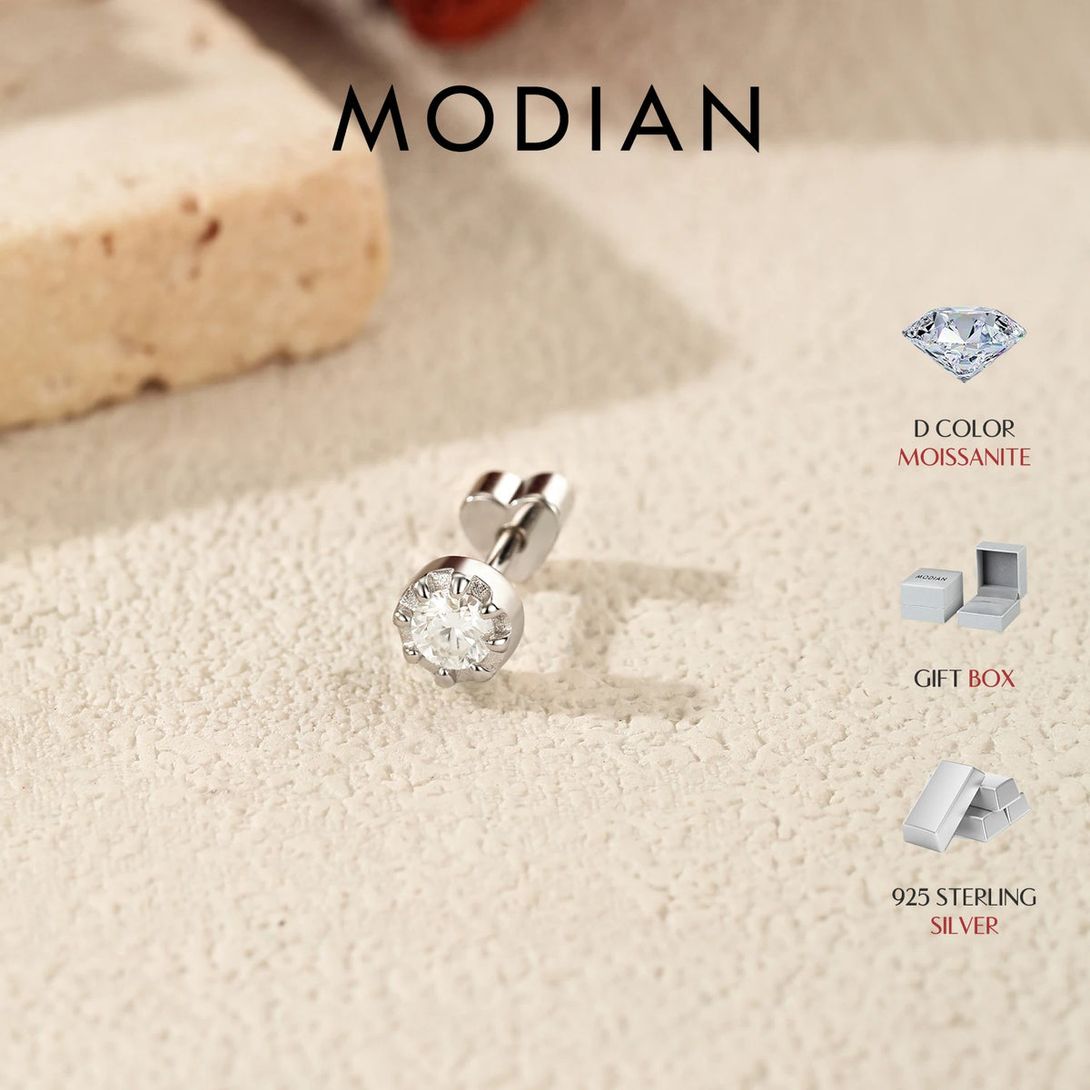 Modian Moissanite Helix Stud Sterling — Swuffy